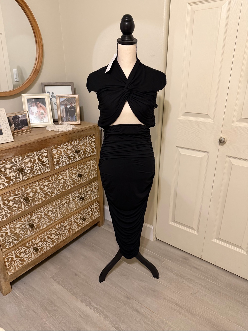 Torn by Ronny Kobo Black Twisted bodycon Heidi Dress - L